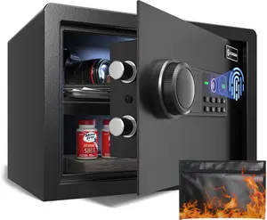 XDeer Biometric Safe with Fireproof Bag, Quick-Access Security Safe Box with Upgraded Personal, Steel Fingerprint Safe for Jewelry, Cash, Documents-Home Security 1PCS(0.78 Cu.Ft+ Bag)