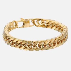 316L Stainless Steel Bracelet for Mens Boys Double Curb Link Chain Heavy Bicycle Chain Wristband Male Jewelry Gifts 10mm