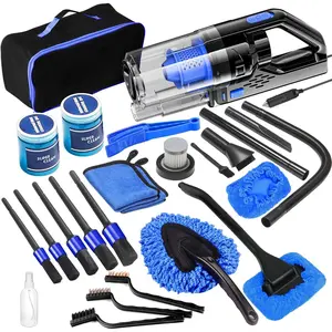 Cleaning Kit,  Interior Detailing Kit with High Power Handheld Vacuum, Detailing Brush Set, Windshield Cleaner, Cleaning Gel, Complete Auto Accessories for Men, Women