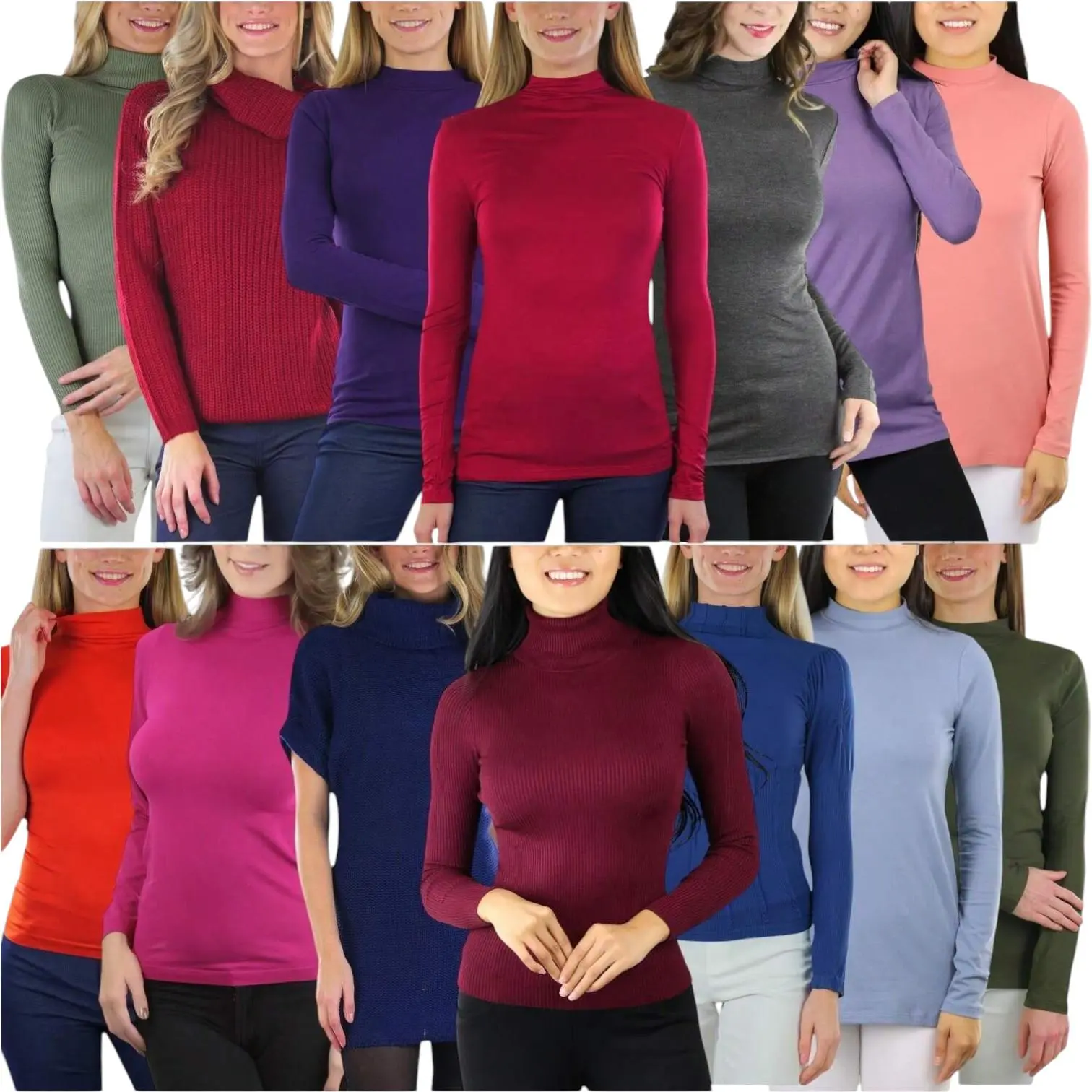 ToBeInStyle Women's Single Or Multi-Item Pack Of Randomly Assorted Mock Neck Or Turtleneck Sweaters Casual Nylon