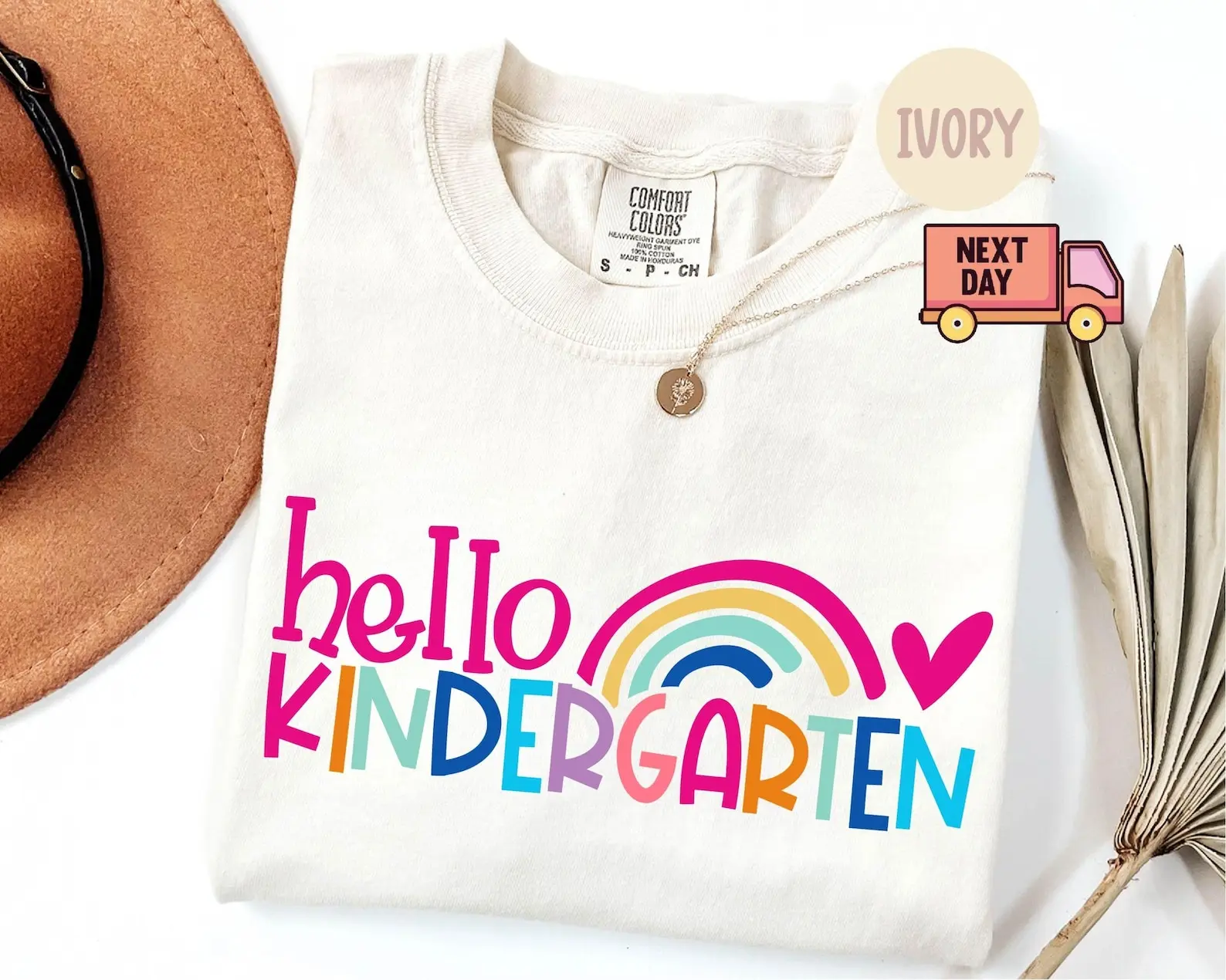 Hello Kindergarten Comfort Colors T Shirt, Rainbow Teacher Graphic Tee, Colorful Back to School Shirt, Cute First Day Classroom Gift for Men and Women