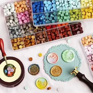 New Wax Seal Stamp Set Crafts Kit, Fresh Macaron Color Art Style, Easy Melting Quick-Drying, Clear Pattern, Handmade Christmas Wedding Supplies, Crafting Kit