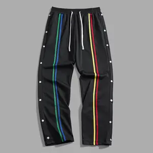 Color block striped patchwork casual pants for men, fashionable casual striped jogging pants, straight drawstring breathable color blocked sports pants, suitable for daily streetwear