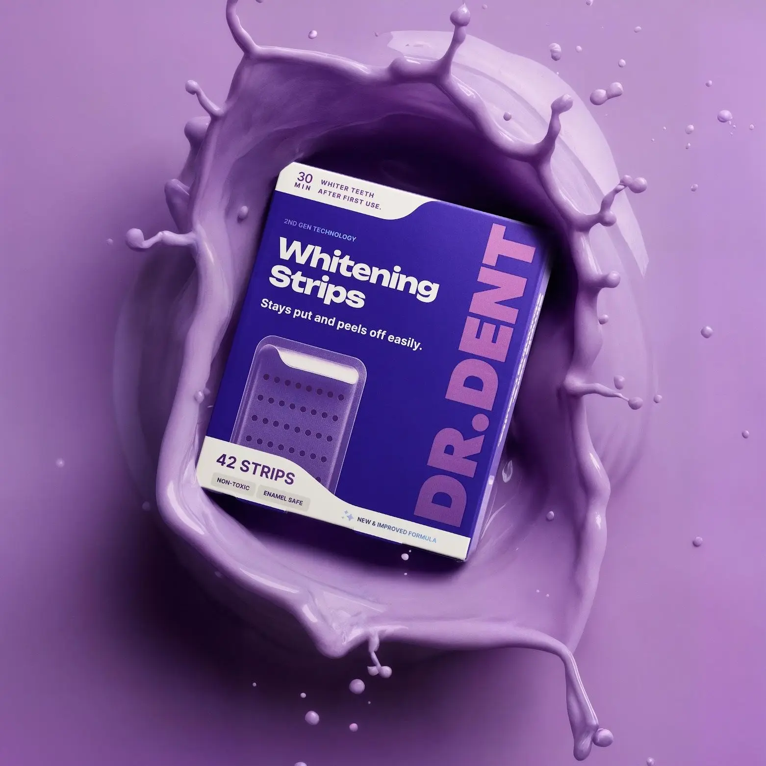DRDENT Purple Teeth Whitening Strips-14/42 strips 21 Whitening Sessions - Safe for Enamel - Non Sensitive Teeth Whitening - Peroxide-Free