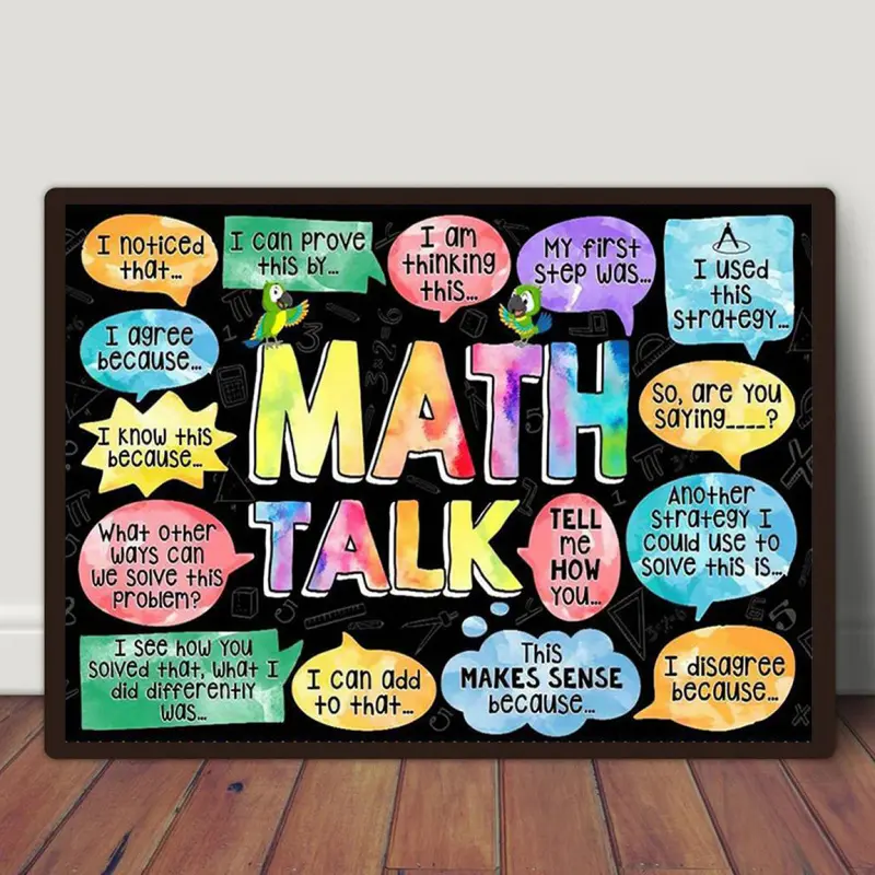 1pc Math Dialogue Canvas Wall Art, - Wooden Frame Educational Poster, with Colorful Math-Themed Speech Bubbles, Perfect for Home, Bedroom, Office or Coffee Shop Decoration, Office Wall Decor|Joyful Design|Canvas Material
