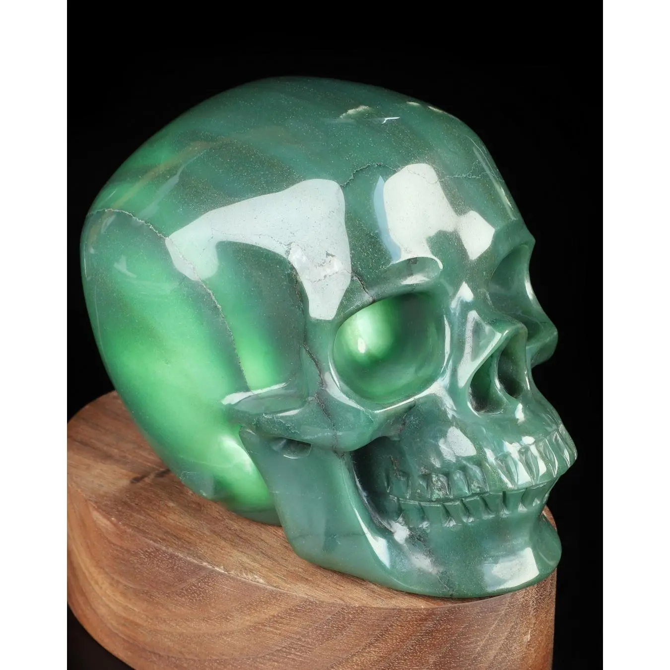 5.0" Hand-Carved Green Aventurine Crystal Skull Lamp, Natural Crystal Healing Decor, Jewelry Accessories Derivative #4506567, Crystal Lamp