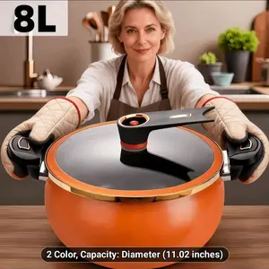 Non-Stick 2.19 Gallon Large-Capacity Soup Pot with Twist-Lock Handle | Multi-Function Cooking Pot, Compatible with Gas Stove, Open Fire, and Induction Cooker, Universal Stew Pot for Homes, Restaurants, Hotels, Fast, Easy Assembly