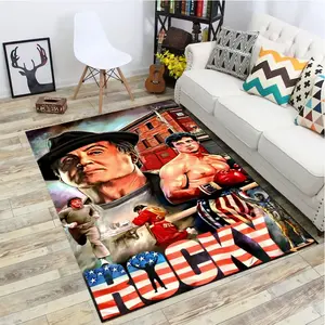 Rocky Rug, Boxing Movie Area Rug, Sylvester Stallone Gift, Washable Non-Slip Carpet, Pop Art Floor Mat, Home Theater Decor, Film Room Rug