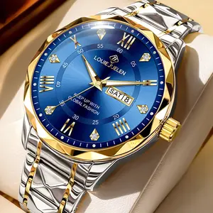 Luxury Swiss Men's Watch, 42mm Dial with Chronograph Sub-dials, Sapphire Crystal & Luminous Hands