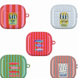 Cute Sardine AirPods Case, Striped Fish Tin AirPods Pro Cover, Retro Coastal Aesthetic Case, Colorful Vintage Seafood Design, Gift for Her