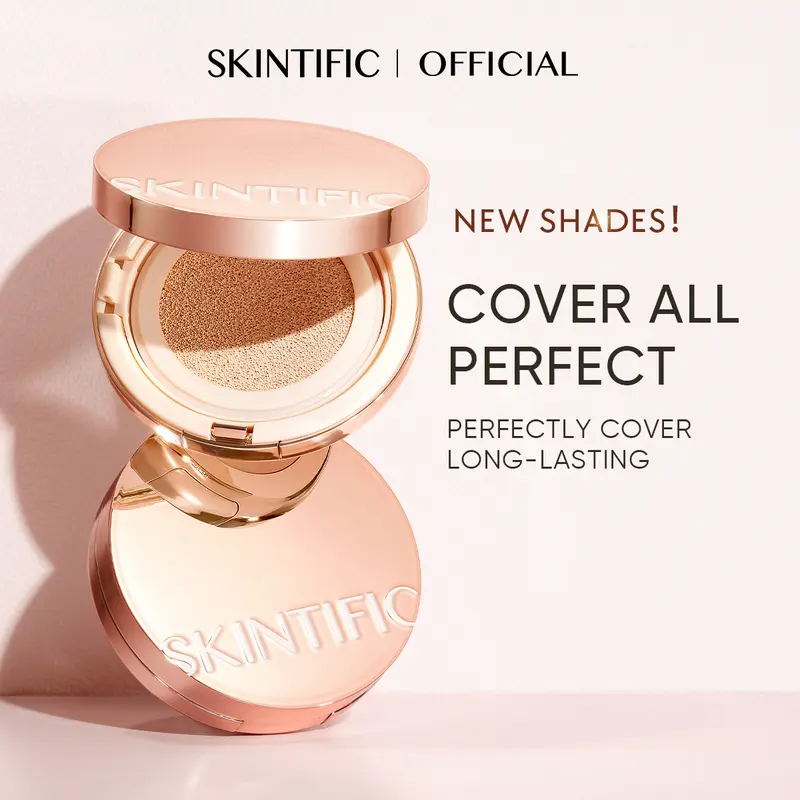 [ES] SKINTIFIC Cover All Perfect Cushion Foundation,Gentle Exfoliating, Cruelty-Free, Black Friday Gifts, Holiday Gifts