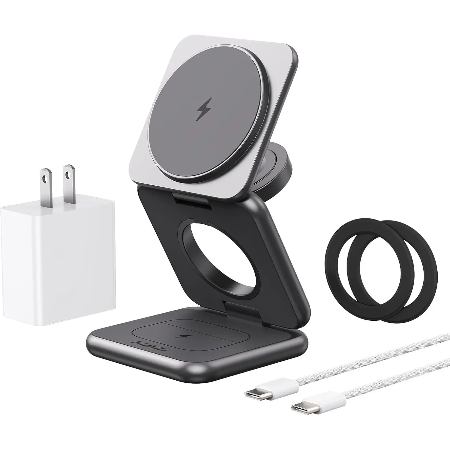 Wireless Charger for Samsung,Zinc Alloy Foldable 3 in 1 Wireless Charging Station for Samsung Galaxy S26 S25 Ultra S24 S23 Note Z Fold 7 Flip/Buds,Fast Charger for Galaxy Watch Ultra 8 7 6 5 4, Magnetic, Smartphone