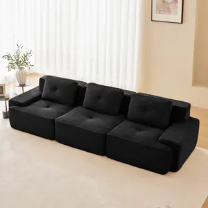 Eyisean 117" Corduroy Modular Sectional Boneless Couch with Deep Seat, 3-Seater Cloud Sectional Couches, Memory Foam, Convertible Compressed Sofa for Living Room, No Assembly Required