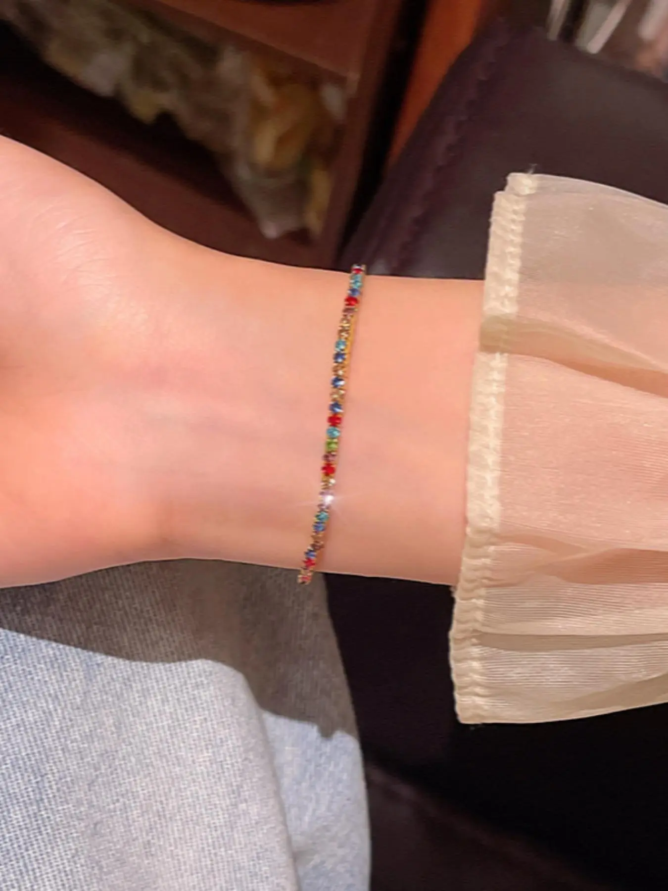 Rainbow Tennis Bracelet with Colorful Gemstone Design, Elegant Style Perfect Gift for Women and Special Occasions, Decor Bracelets