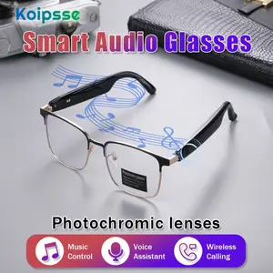 Koipsse Smart translation glasses, stainless steel frame, photochromic lenses, business multi-functional TWS earphones sunglasses, casual glasses suitable for indoor and outdoor use, unisex high-quality speaker, recommended gift.