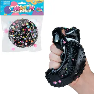 Tabalicious Taba-Pops Jumbo Black TABA Squishy Cookie - Super Soft, Jumbo Sized Sandwich Cookie - Squish, Squeeze, Pinch for Stress Relief - Play Food Squishy Fidget Toys for Kids and Adults