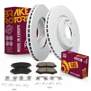 3 PC Front Ceramic Disc Brake Pad Set & Vented Brake Rotor Kit 96293MT