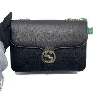 Pre-owned GUCCI GG Pebbled leather Crossbody Bags Interlocking leather crossbody bag Black Pristine S016260415003