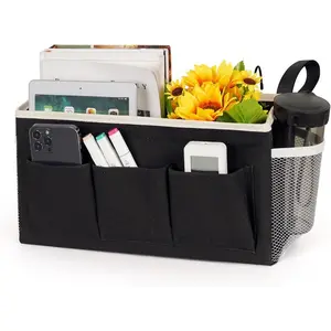 Bedside Storage Caddy Bedside Hanging Storage Bag for Headboards Bunk Beds Dorm Rooms Book Phone Magazine Holder New Black