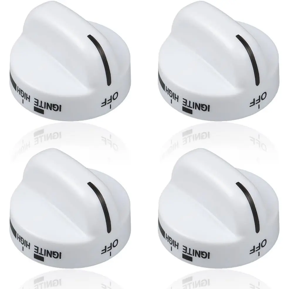 Range Burner Knob White 8273104, Gas Stove Knob Replacement Part Fit for Whirlpool & Sears - Replaces WP8273104 PS393679-4 Pack