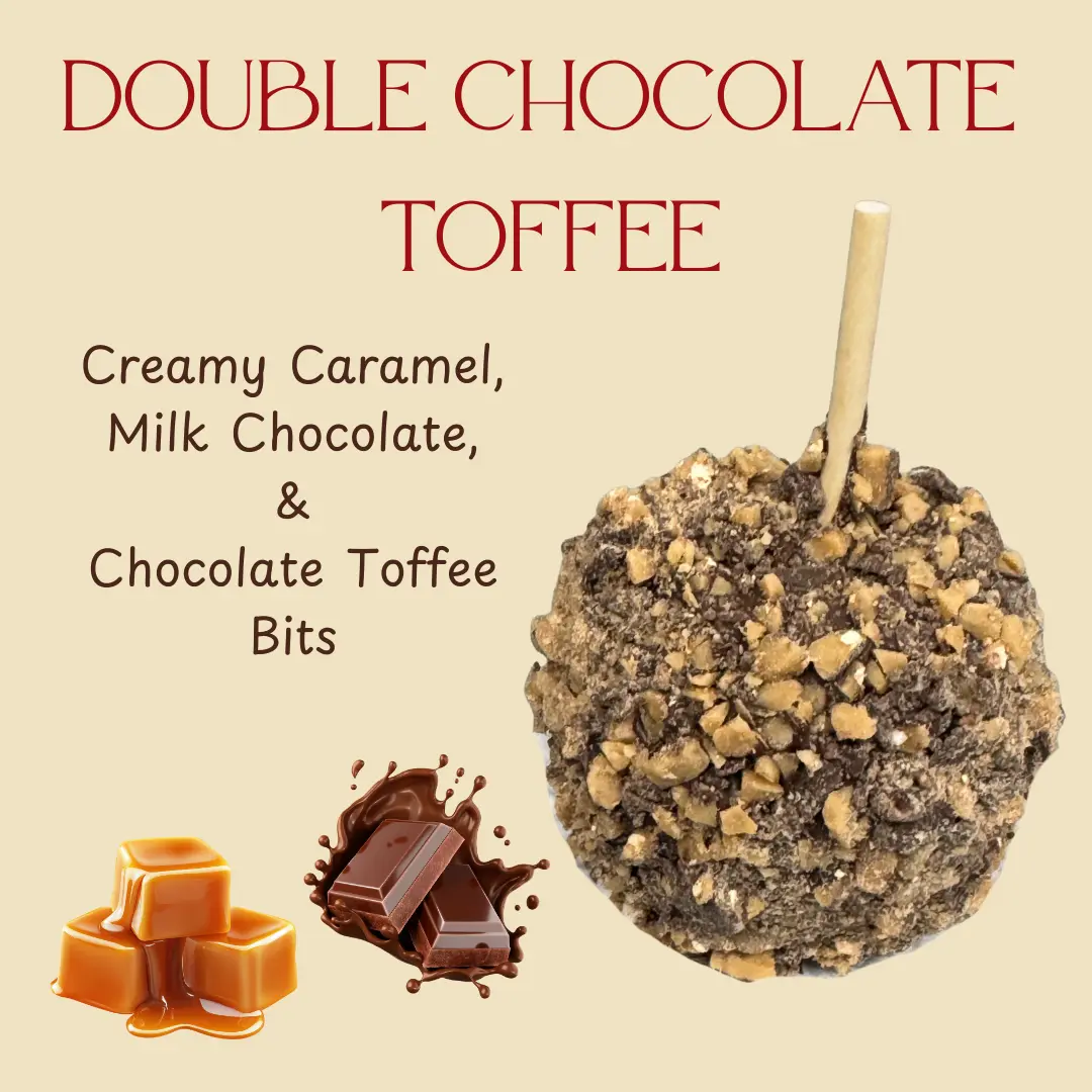 Copperpot Caramel Co Caramel Apple with Milk Toffee Bits - Large Crisp Granny Smith Apple Coated in Signature Copper Pot Caramel & Chocolate Toppings