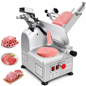 【FathersDayGift】550W Automatic Meat Slicer, Commercial Meat Slicer with 10in Carbon Steel Blade, Adjustable Thickness 0-6 mm, 633 RPM Fast Slicing, Meat Slicer Machine for Meat, Deli, Bread, Cheese, Vegetables