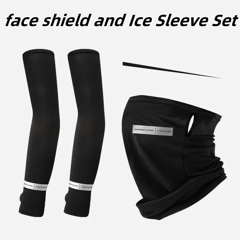 Premium Cooling Ice Silk Face Mask & Arm Sleeve Set – UV Protection, Breathable & Comfortable for Outdoor Activities
