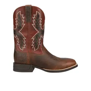 Ariat Mens Pay Window Embroidered Square Toe Pull On  Casual Boots Mid Calf - Brown, Red