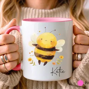 PERSONALISED Bee Mug  Bumble Bee Gifts  Custom Honey Bee Gift  Gift for Her Sister Daughter  Budget Birthday Gift  Office Work Gifts 