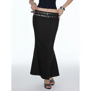 Cider Mid Rise Mermaid Maxi Skirt With Belt