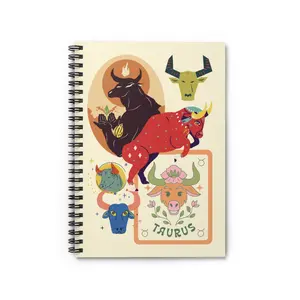 Taurus Spiral Composition Notebook - Ruled Line - Zodiac Sign - Cartoon themed