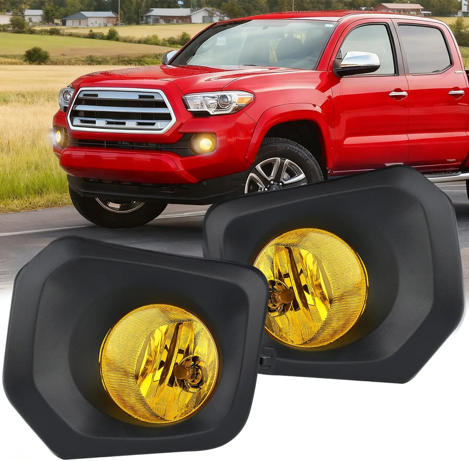 Nilight Vehicle-Specific Fog Lights Assembly for 2016-2023 Toyota Tacoma SR, SR5, Glass Lens, H16 12V 19W Warm Bulbs, Durable, Dustproof, Waterproof, Plug-and-Play Pair Set for Night Driving, Yes