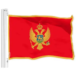 G128 Montenegro Montenegrin Flag | 3x5 Ft | LiteWeave Pro Series Printed 150D Polyester | Country Flag, Indoor/Outdoor, Vibrant Colors, Brass Grommets
