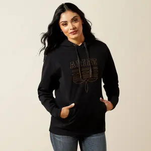 ARIAT WOMENS BOOTED LOGO HOODIE BLACK 10062734