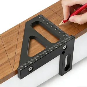 3D Multi-Angle Measuring Ruler, Aluminum Alloy 45/90 Degree Miter Square & Layout Tool for Woodworking, Engineering and Carpentry (Metric)