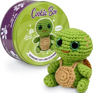 Original Crochet Kit for Beginners – Gift Set to Make Turtle Hugo Amigurumi Plushie – Easy DIY Crochet & Knitting Starter Kit with Video and PDF Tutorials