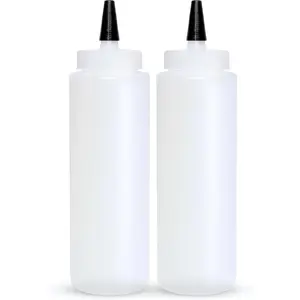 Condiment Squeeze Bottles 8 OZ Wide , Empty  Bottles - Removable Top-Cap, Leak Proof for Ketchup, Mustard, Syrup, Sauces, Dressing, Oil, Arts & Crafts,  Plastic - 2 PACK