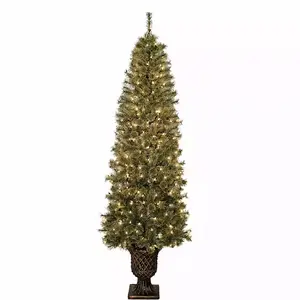 7 ft. Pre-Lit Pine Christmas Tree in Bronze Urn