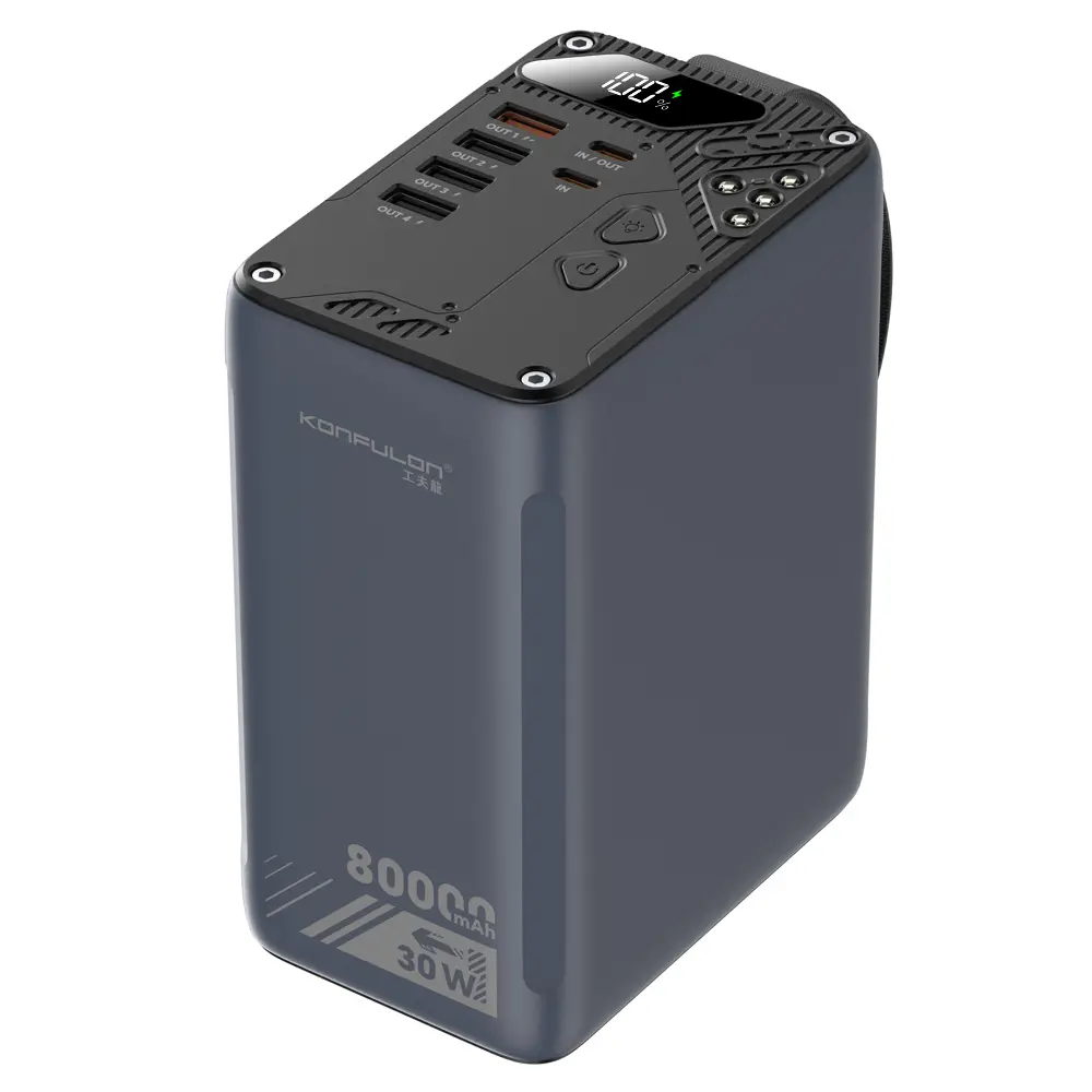80000mAh High Capacity Power Bank - 30W PD 3.0, 22.5W QC Fast Charging Mobile Multi Charger, USB Type-C Battery Pack with LCD Display, LED Light+SOS Mode, Handle Belt for iPhone, Samsung, Outdoors Camping (Electronics Mobile Accessories), Chargeable