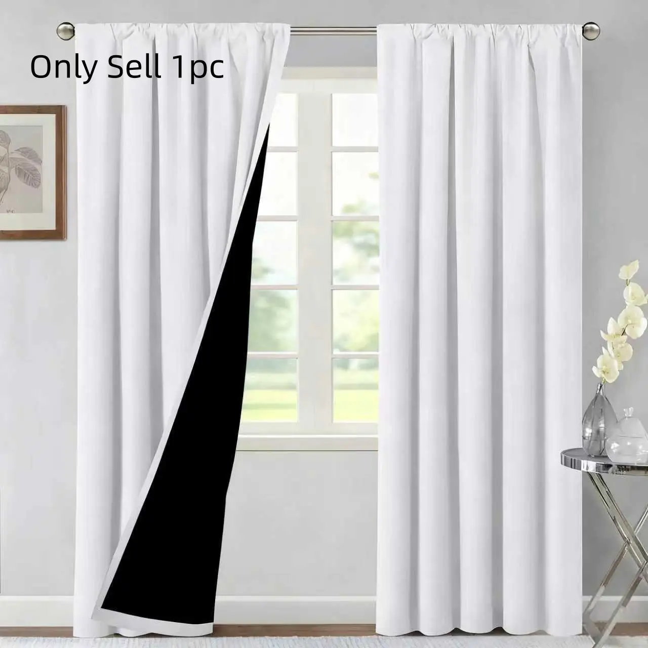 1 Piece 100% Blackout Plain Rod Pocket Curtains, Coated Lining, Suitable for Living Room, Office, Bedroom, Christmas Decor, Modern Romantic Style