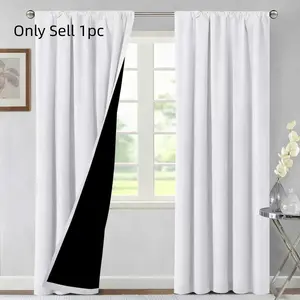 1 Piece 100% Blackout Plain Rod Pocket Curtains, Coated Lining, Suitable for Living Room, Office, Bedroom, Christmas Decor, Modern Romantic Style