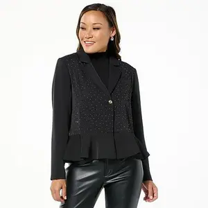 C. Wonder  C Wonder Hot Fix Crystal-Detailed Peplum Blazer