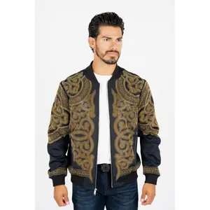 Men's Black Rhinestone Bomber Jacket