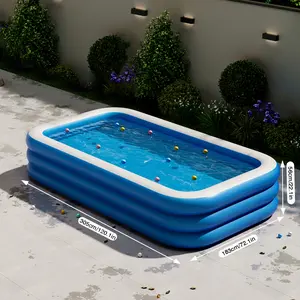 Large Inflatable Swimming Pool for Home Use, Square Family Pool, Outdoor Courtyard Pool, a Summer Essential, Suitable for All Four Seasons.