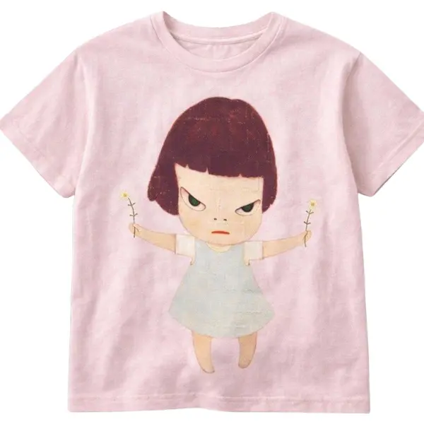 Nara Style Angry Girl Graphic T-Shirt Cute Aesthetic Y2K Pink Tee - Vintage Graphic Tee – Menswear & Womenswear – Streetwear Tops – Casual Cotton Crewneck Shortsleeve T-shirt