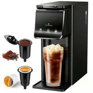 Hot & Iced Coffee Maker, Capsule Coffee Maker, Compatible With Capsule And Ground Coffee, Single Serve Coffee Machine With Bold Setting, Reusable Filter, Travel Mug Friendly, Black.