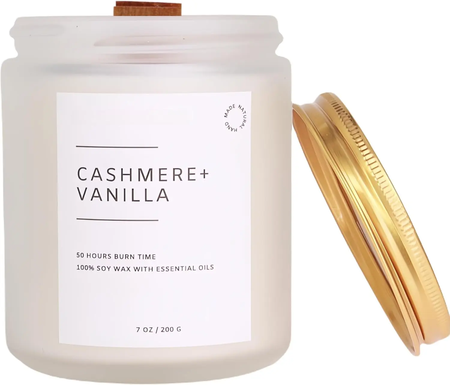 French Vanilla Cashmere Scented Candle - Wood-Cotton Crackle Wick, Hand-Poured Soy Wax, 50 Hrs Burn Time, Cozy Home Fragrance Decor, Gift with Paper Box, Cashmere Vanilla