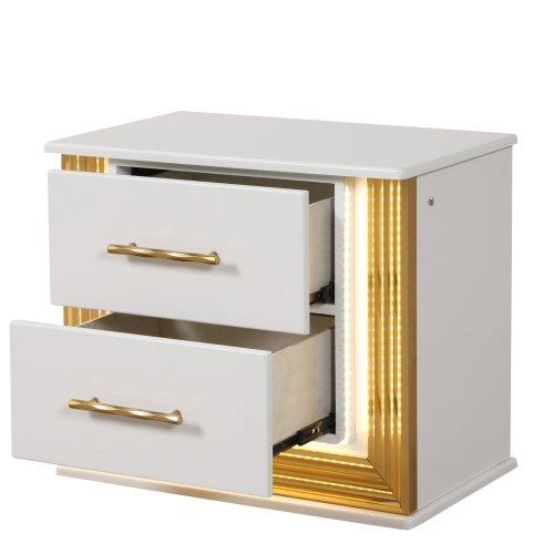 Bellemave OBSESSION Queen Complete Bedroom Set - 4PC Contemporary Wooden Material Bedroom Set with Gold Finish Indoor Furniture, Complete Bedroom Sets, Wooden Material Bedroom Sets