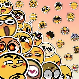60Pcs Funny Meme Emoji Stickers Pack, Waterproof Cartoon Reaction Face & Trendy Internet Meme Vinyl Decals for Laptop, Water Bottle, Phone Case & Skateboard, Teen Gift