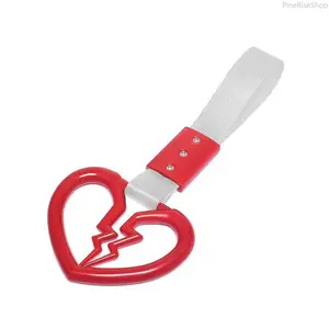 Plastic JDM Heart Shaped Car Electrostatic Strap Decor Warning Hanging Ring ABS Rear Bumper Ring Universal In Car Hand Pull Ring